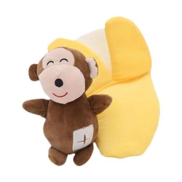 Imagem de Almencla Brinquedo de pelúcia macaco banana que faz barulho para cachorro, suprimentos para animais de estimação, protetor de móveis fofos, brinquedos