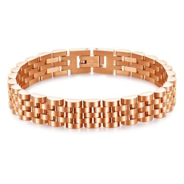 Imagem de MYNENEY Pulseira masculina de aço inoxidável de 10 mm, pulseira de corrente de elos de relógio para homens prata/ouro/preto 19 cm / 21 cm de comprimento joia masculina clássica, 8.27in, Aço inoxidável