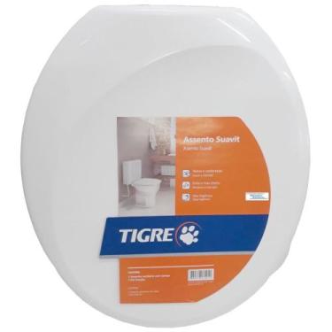 Imagem de Assento Almofadado Oval Universal Branco Tigre Suavit para Vaso Oval T