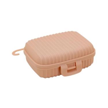 Imagem de Kit Saboneteira Para mala de viagem Multiuso Com Trava Plasútil, Rosa 