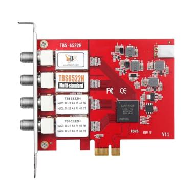 Imagem de TBS Sintonizador Quádruplo Pcie 6522H Dvb-S2X S2 S T2 T C2 C Isdb-T Atsc1.0 Multipadrão Tv Digital Ao Vivo/Janela/Linux/Htpc/Servidor Iptv
