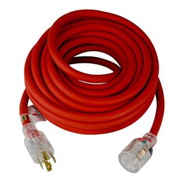 Imagem de TEMCo Industrial 40 Pés L14-30 - Cabo De Extensão Energia Para Gerador Clima Frio Extremo 30 A Com Plugues Iluminados, Isolamento Sjeow Permanece Flexível Até -58 °F (-50 °C), Calibre 10, 4 Pinos, 1