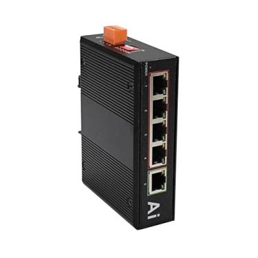 Imagem de Hapidot Switch Industrial Gigabit Poe De 5 Portas, Porta Reforçada, Rj45, 10/100/1000 Mbps, Rede Poe+, Trilho Din Externo, Ethernet 802.3Af/At, Hub Montagem Em