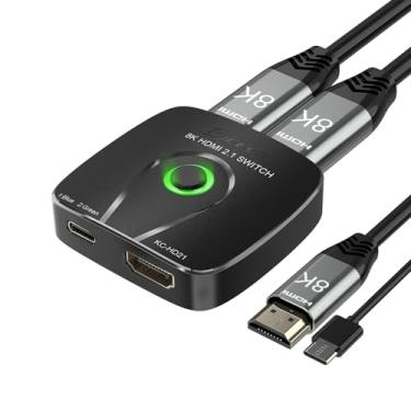 Imagem de ANXQQ Switch Hdmi 8K A 60Hz Com 2 Portas, Seletor De 48 Gbps, Alta Resolução Entre Entradas, Perfeito Para Jogos, Escritório E Estudo Um Cabo Alimentação