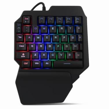 Imagem de Teclado Gamer Profissional Single Hand – Compacto, Ergonômico e Iluminado para Máxima Performance em Jogos FPS e MOBA