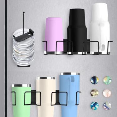 Imagem de XccMe 2 peças de suporte magnético para geladeira, organizador de garrafa de água para Stanley 1,134 g, 850 g, copo de 590 ml, organizador de tampa de copo para acessórios de copo Stanley, 6 peças de