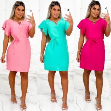 Imagem de Vestido feminino de viscolinho - moda filo, Rosa, P