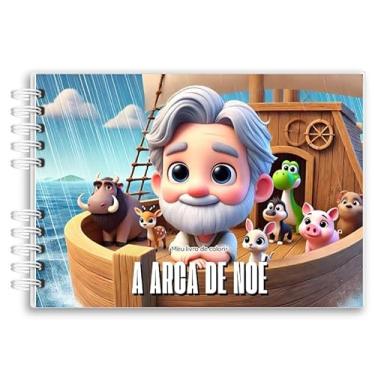 Imagem de Livro De Colorir Arca de Noé Capa Holográfica 28 Desenhos Folha Grossa Capa Dura Wire-o A5 colorindo com a Arca de Noé
