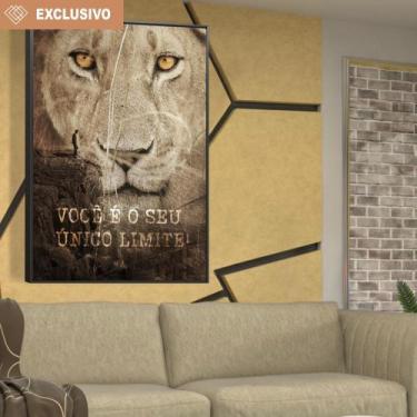 Imagem de Quadro Decorativo Em Canvas Leão Motivacional Você É Seu Único Limite 
