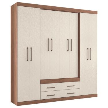Imagem de Guarda Roupa Casal 8 Portas 4 Gavetas Miami Jatobá Areia