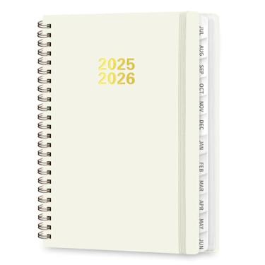 Imagem de Agenda acadêmica 2025-2026, calendário semanal e mensal (julho de 2025 a junho de 2026), capa dura, agenda estudantil com abas, ideal para material de escritório escolar, A5 (16 cm x 21,6 cm) - Bege