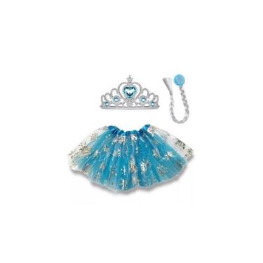 Imagem de Fantasia elsa frozen saia tiara presilha festas - MC PRESENTES