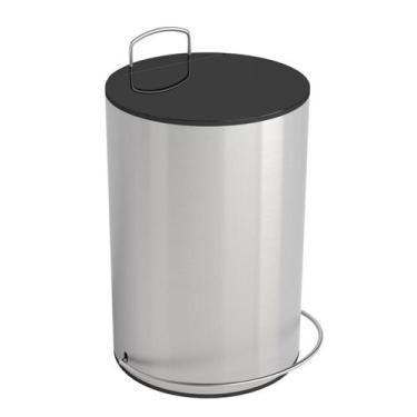Imagem de Lixeira Inox Escovado 5 Litros Tampa Preta Ghelplus