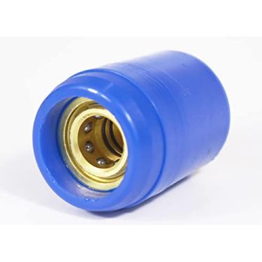 Imagem de 1/10.2 cm FPT x 1/10.2 cm FQD Acoplamento de pressão de desconexão rápida de latão Cobertura de plástico de alto impacto com poppet de aço inoxidável e vedação Viton Desconexão rápida x FNPT rosqueado