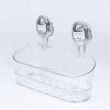 Imagem de ZAXPHUMAX Organizador de banheiro sem broca com ventosas fortes, organizador de chuveiro resistente comporta 4,5 kg, prateleira de banheiro para xampu, sabonete, navalha, suporte de armazenamento de