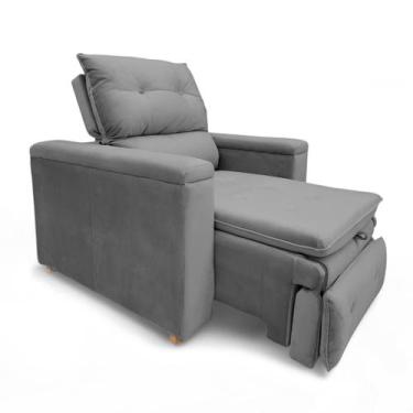 Imagem de Poltrona Cadeira do Papai Reclinável Retrátil Onix Suede Cinza - Loja 