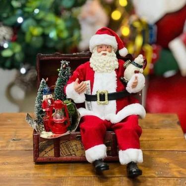 Imagem de Papai Noel Sentado No Bau 28 Cm - Magizi
