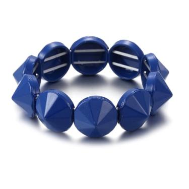 Imagem de Xanight Pulseira elástica Conus Spikes, pulseira elástica de festa hip hop, joias punk de metal para mulheres, pulseiras modernas estilo boho 19 mm, discos de liga metálica, cores neon, Medium, Zinco