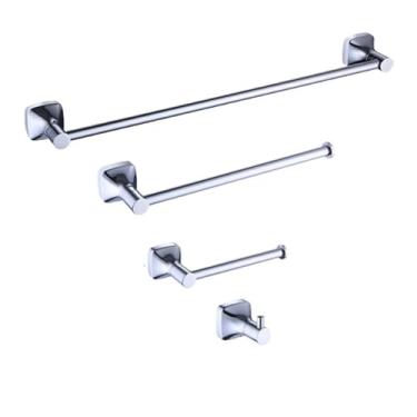 Imagem de Suporte de parede para lenços de papel, suporte para toalhas, suporte para papel higiênico, gancho para roupão, com sabonete e produtos de limpeza (conjunto de 4 peças B)