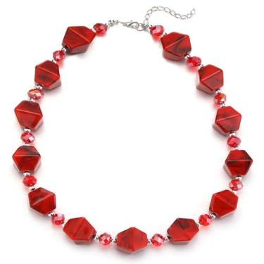 Imagem de Errally Colares de contas grossas para mulheres, colar boêmio, com contas coloridas de cristal de resina, presentes de aniversário, bijuterias para mulheres, Resina, Sem Pedra Preciosa