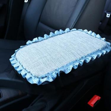 Imagem de MINGZAIQIPEI Capa de apoio de braço de renda para console central automotivo almofada de console macia para carro, almofada de apoio de braço central para a maioria dos protetores de decoração de