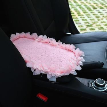 Imagem de MINGZAIQIPEI Capa de console central automotiva para console de carro capa de apoio de braço de renda, almofada de apoio de braço central automática macia e fofa para a maioria dos protetores de