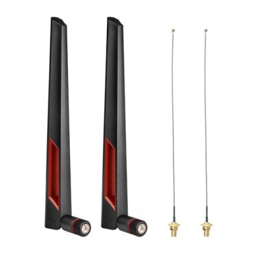Imagem de SUPERBAT Antena WiFi 8dBi 2,4 GHz 5 GHz 5,8 GHz antena RPSMA de banda dupla + 15 cm RP-SMA Pigtail para mini cartão PCIe roteadores sem fio, PC desktop, repetidor, drone FPV 2 peças