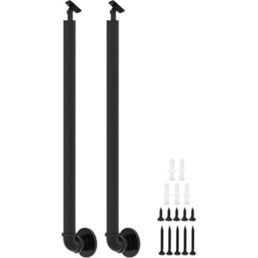 Imagem de Postes De Escada Redondos Pretos Em Forma De L Com Suportes Angulares Ajustáveis De 0 ° -270 ° E Acessórios De Parede Balaustramentos Colunas - Corredor Sótão Step Fence Posts, 80cm(31.5in)