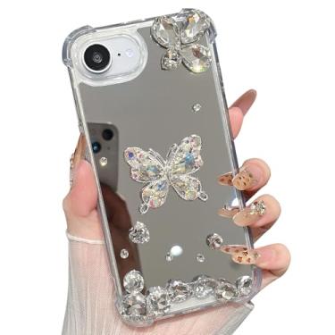 Imagem de Jmltech Para iPhone 16E Bling Butterfly Women Girly Dimond Rhinestone Glitter Sparkly Cute Women Girly Mirror Shockproof Slim Protective Drop Protection Phone Cases