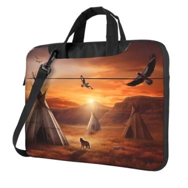 Imagem de Capa para laptop Native American Tribes à prova de choque protetora para notebook bolsa portátil para laptop bolsa à prova d'água, Preto, 13 inch