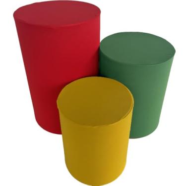 Imagem de Trio de Capa para Cilindro Para Festa Decoração de festa trio capa de cilindro Monte Sua Capa(VERMELHO, VERDE E DOURADO)