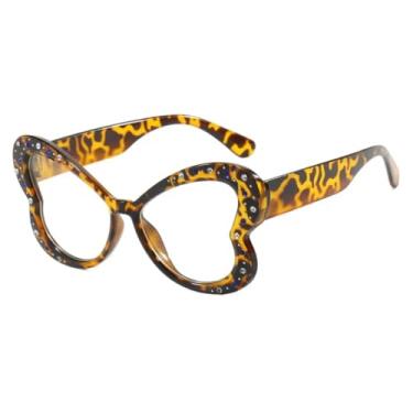 Imagem de Armação de óculos da moda feminina verde transparente anti-luz azul vintage masculina (transparente leopardo)