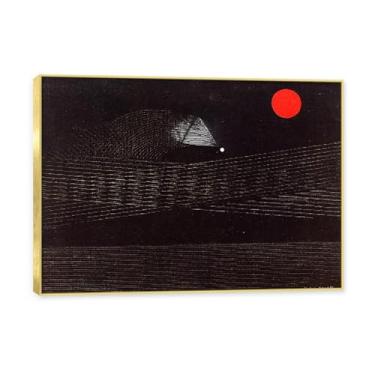 Imagem de NHLDZYH Moldura dourada. Arte de parede de pinturas famosas, (sol vermelho) por Max Ernst, pôster impresso em tela, imagem de arte abstrata para sala de estar quarto decoração de casa. 50 x 70 cm