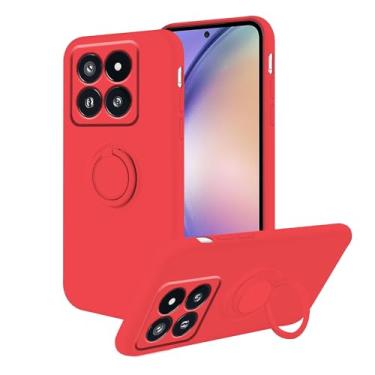 Imagem de Anlalish Compatível com Xiaomi 14T Pro capa de silicone fofa, capa protetora fina à prova de choque para mulheres/homens, capa de telefone Xiaomi 14T Pro com suporte de anel magnético (vermelho)