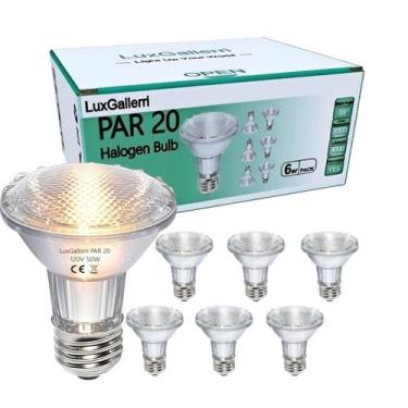 Imagem de Lâmpadas LuxGallerri PAR20 Halógenas 50W 120V E26 3000K, pacote com 6