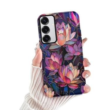 Imagem de RUMDEY Capa floral para Samsung Galaxy S24, capa de telefone elegante e brilhante com camada dupla + capa de telefone de silicone para meninas e meninos, capa protetora de telefone à prova de choque