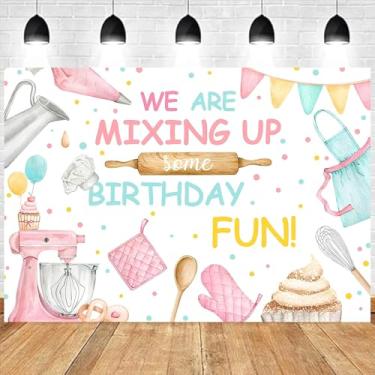 Imagem de Pano de fundo de cozinha para assar sobremesa, tema de cozinha, decoração de festa de aniversário, decoração de chá de bebê, meninas, meninos, retrato de mesa, decoração de mesa, sessão de fotos