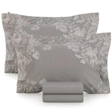 Imagem de Jogo de Lençol Casal 100% Algodão Percal 200 Fios Morgan 4 Peças Karst