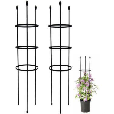 Imagem de YEOAUM Gaiola e treliça de tomate de modo duplo para plantas trepadeiras - Suporte ajustável com estacas de metal à prova de ferrugem para pepinos/rosas, serve em canteiros elevados e jardins - 20,32