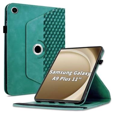 Imagem de Varohix Capa para Samsung Galaxy Tab A9 Plus 11 polegadas modelo 2023 (SM-X210/X216/X218), capa protetora de couro PU com rotação de 360 graus com hibernar/despertar automático, suporte para cartão e
