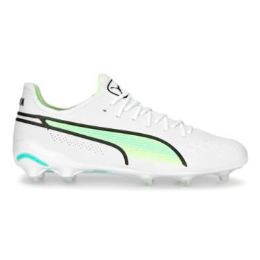 Imagem de Puma Chuteira feminina King Ultimate Firm Ground/Ag Chuteiras de futebol com chuteiras, solo firme, grama - branco - tamanho 9 M