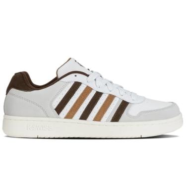 Imagem de K-Swiss Court Palisades Tênis masculino, Branco/coco tostado/marrom chocolate, 45