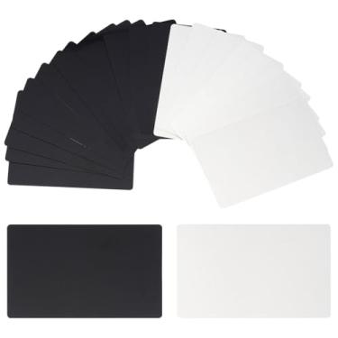 Imagem de WADORN 100 peças de cartões de visita de metal, 2 cores de alumínio com gravação em branco, preto e branco, cartões gravados a laser para gravadores CNC, gravação a laser, faça você mesmo, convites de