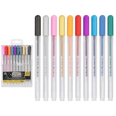 Imagem de Art-n-Fly Canetas de gel com glitter para colorir – canetas de gel coloridas – Conjunto de canetas coloridas para artistas de livros de colorir adultos – Faça esboços, desenhos, álbuns de recortes ou