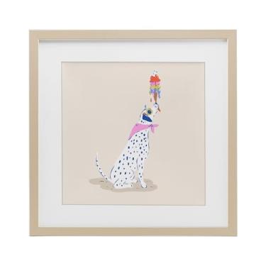 Imagem de Stupell Industries Impressão emoldurada de bétula dálmata e sorvete pingando sob vidro por Krissy Mast, 40,6 x 40,6 cm