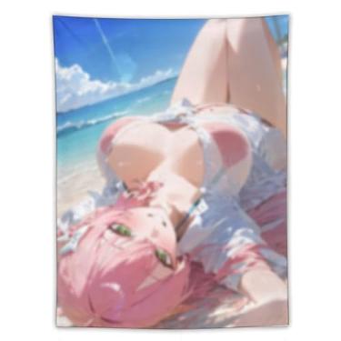 Imagem de LIEGBMEU Tapeçaria de biquíni sexy anime menina 152.4 cm x 203.2 cm interior exterior parede colcha arte decoração de tapeçaria caprichosa, AF410