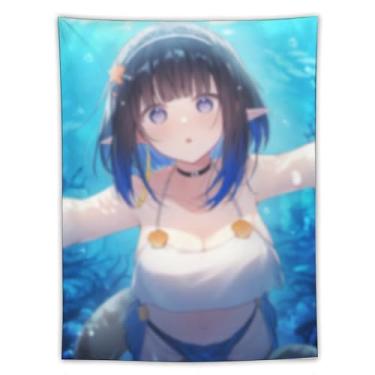 Imagem de LIEGBMEU Tapeçaria sexy de anime menina 152 x 203 cm arte de colcha de parede decoração de tapeçaria caprichosa AF107