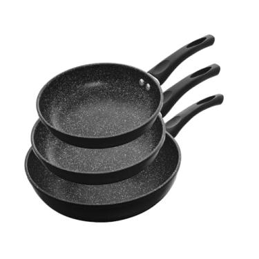 Imagem de LYOR - Conjunto 3 Frigideiras de Indução em Alumínio com Revestimento Cerâmico Granilite Preta