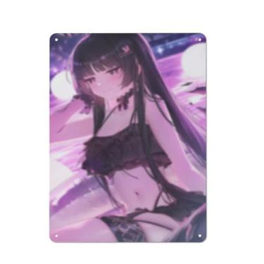 Imagem de Pôster de arte de menina de anime sexy quente placa de estanho vintage decoração de parede pôster 30,5 x 40,6 cm, AI115