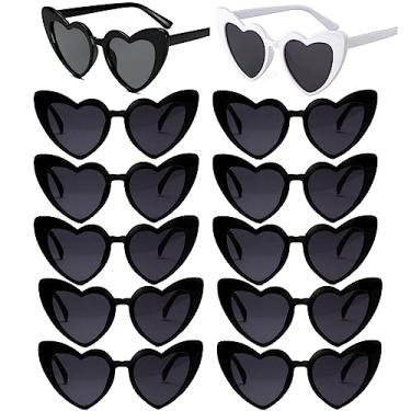 Imagem de Kmopom- Óculos de sol para festa de despedida de solteira, pacote com 12 unidades, óculos de sol retrô estilo olho de gato em formato de coração para mulheres, adereços para fotografia de festa de ca